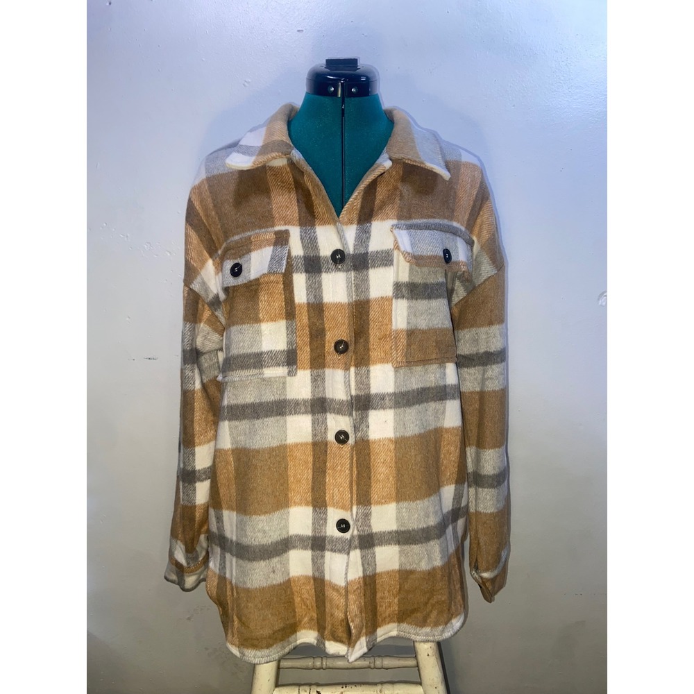 Lovesoft Plaid Shacket Button Front Flannel Shirt Jacket Academia Western Canbin